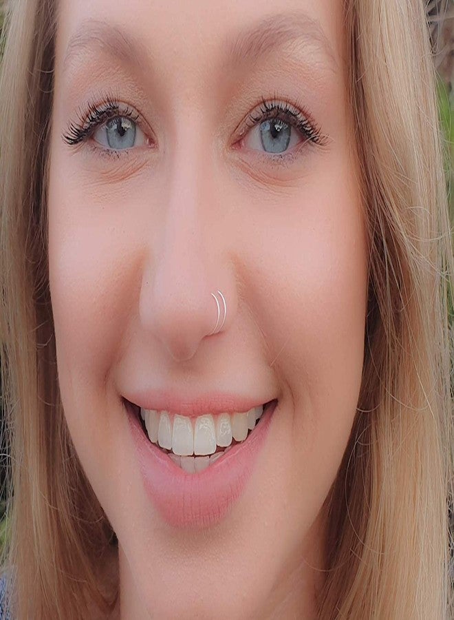 BILIBOOM Sterling Silver Spiral Nose Ring - 24G Thin Double Hoop Nose Rings Hoops Jewelry for Women - Handmade Dainty 925 Silver Nose Piercing with Snug Minimalist Fit - Comfortable Everyday Nose Hoop - Image 4